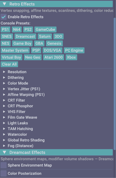 Retro Effects Panel