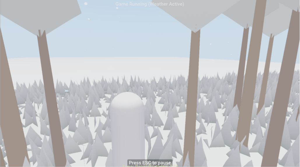 TEGE - first-person forest with real-time snowfall and fog